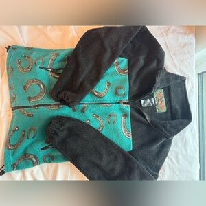 Trail Crest Fleece Jacket X-Small black teal horseshoe full zip
